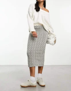 Vero Moda Geo Knitted Midi Skirt Co-Ord In