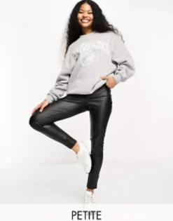 Vero Moda Petite Skinny Leather Look Legging In