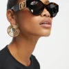 Versace Oversized Round Sunglasses In Tortoiseshell