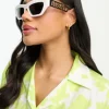 Versace Rectangle Festival Sunglasses With Gold Detail In