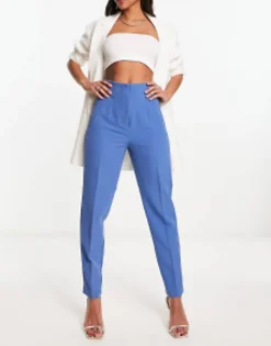 Vila Tailored Asymmetric Blazer And Cigarette Trouser Co-Ord In Blue