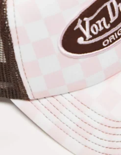 Von Dutch Tampa Trucker Cap In Checkerboard Print - Exclusive To Asos