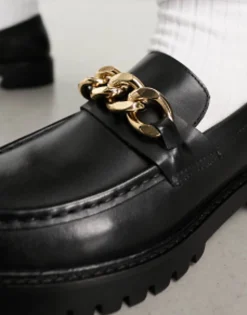 Walk London Clara Chain Loafers In Leather