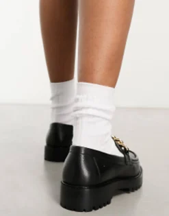 Walk London Clara Chain Loafers In Leather