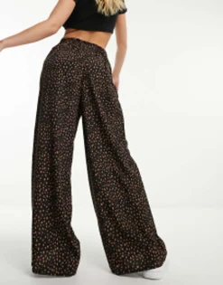 Wednesday'S Girl Smudge Spot Wide Leg Trousers In Black And Tan