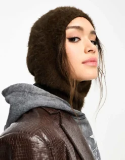 Weekday Unisex Hairy Knit Balaclava Hood In Exclusive To Asos