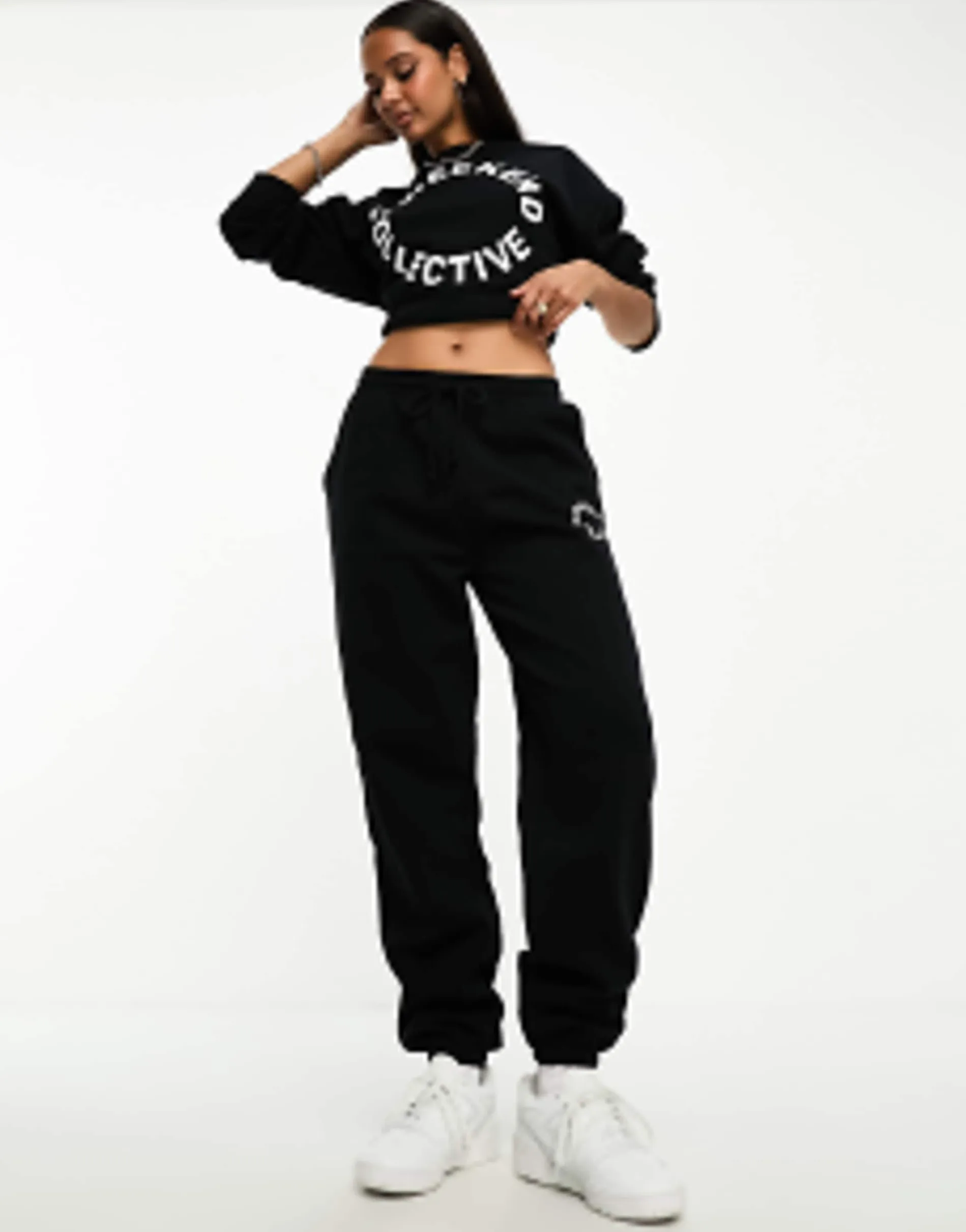 Weekend Collective Co-Ord Oversized Jogger And Sweatshirt With Logo In Blac