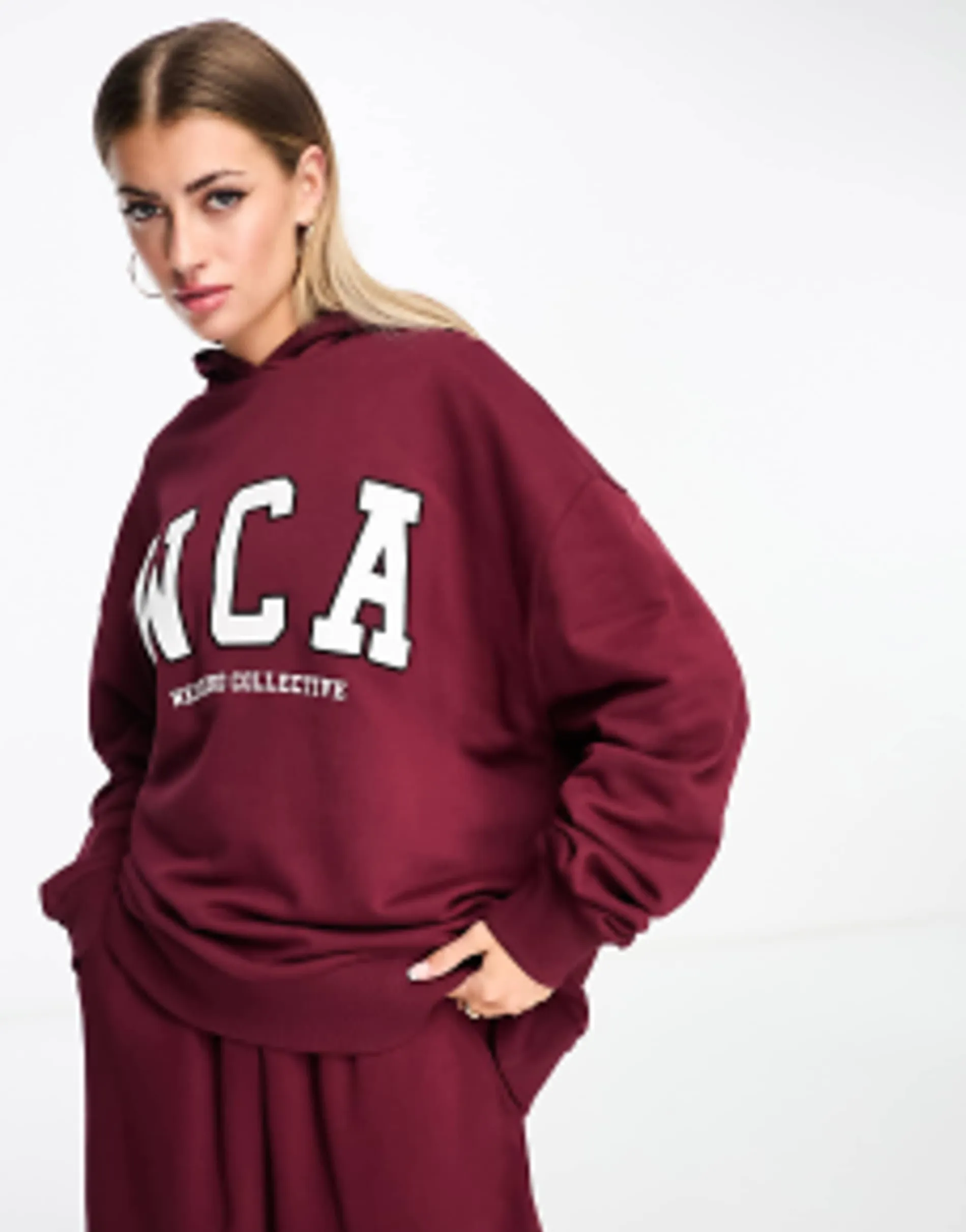 Weekend Collective Oversized Jogger And Tshirt With Wca Logo In Burgundy
